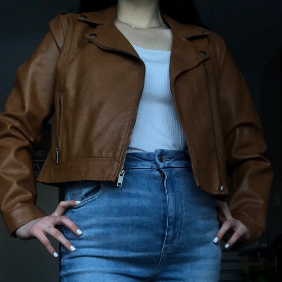 Brown Faux Leather Jacket - Picture 1 of 5